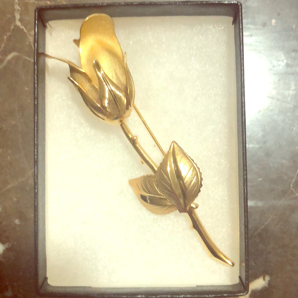 Gold Plated Rose Bud Brooch